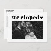 Black Retro Bold Typografy Wedding Elopement Postkarte (Vorne/Hinten)