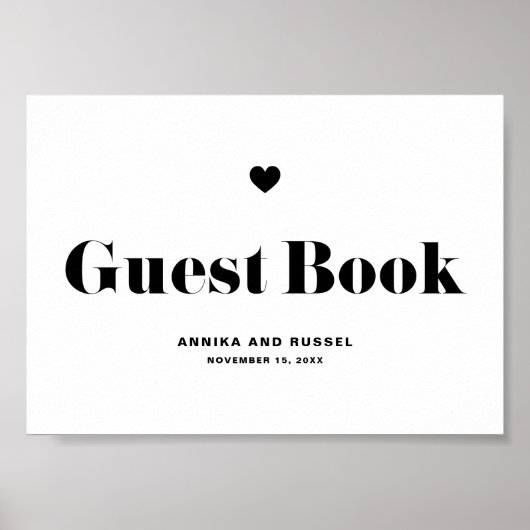 Black Retro Bold Typografy Wedding Guest Book Poster (Vorne)
