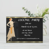 Black Retro Cocktail Party Einladung (Stehend Vorderseite)