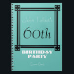 Black retro frame 60th Birthday Party Guest Book Notizblock<br><div class="desc">Vintage and retro style for this customizable 60th birthday Party Guest book with a black frame and light drop shadow You can easily change color background and text (machen,  mitbewohner,  size and position) by clicking the customize button.</div>