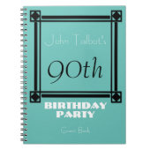 Black retro frame 90th Birthday Party Guest Book Notizblock (Vorderseite)