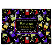 Black Retro Gaming Große Geschenktüte (Vorderseite)