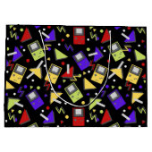 Black Retro Gaming Große Geschenktüte (Rückseite)
