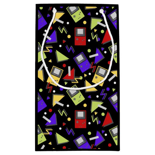 Black Retro Gaming Kleine Geschenktüte (Rückseite)