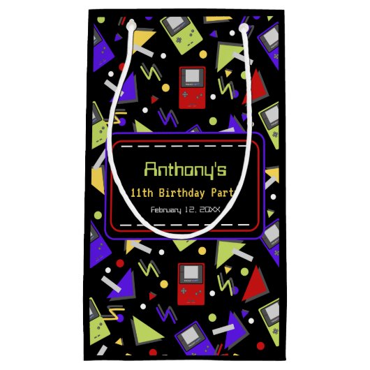 Black Retro Gaming Kleine Geschenktüte (Vorderseite)