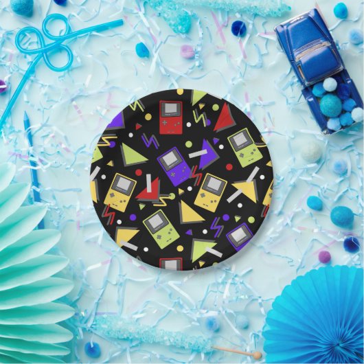 Black Retro Gaming Pappteller (Party)