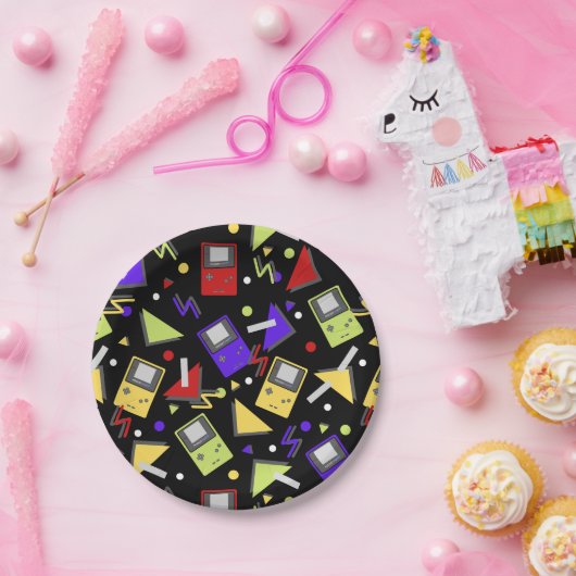 Black Retro Gaming Pappteller (Party)