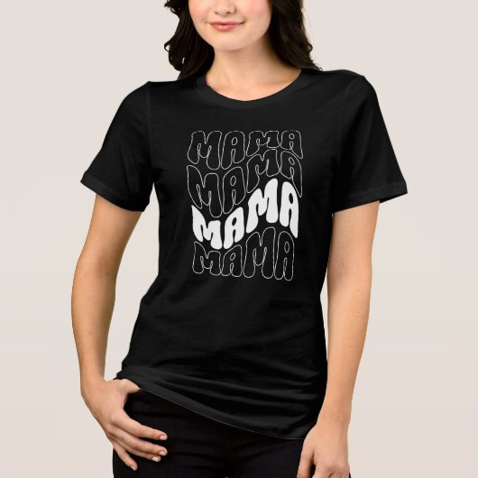 Black Retro Groovy Niedlich Mama Mütter Day Mama Tri-Blend Shirt (Vorderseite)