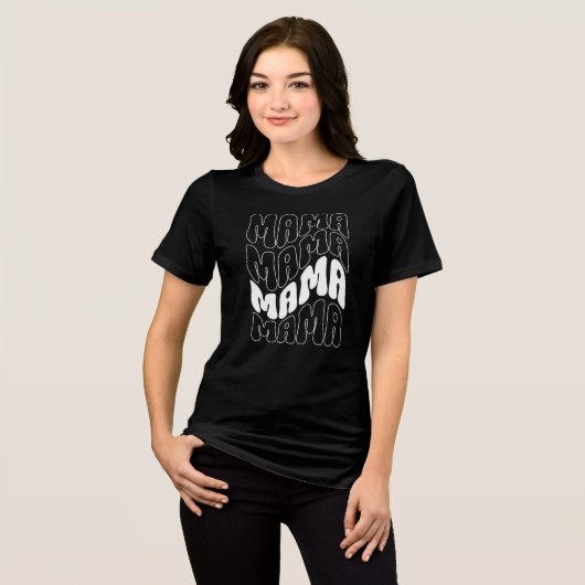 Black Retro Groovy Niedlich Mama Mütter Day Mama Tri-Blend Shirt (Vorderseite voll)