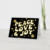 Black Retro Groovy Peace Love Joy Christmas (Vorderseite)