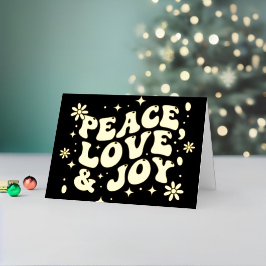 Black Retro Groovy Peace Love Joy Christmas (Feiertag In Situ 2)