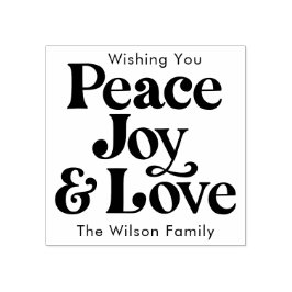 Black Retro Peace Joy & Liebe Weihnachtsfamilie Gummistempel