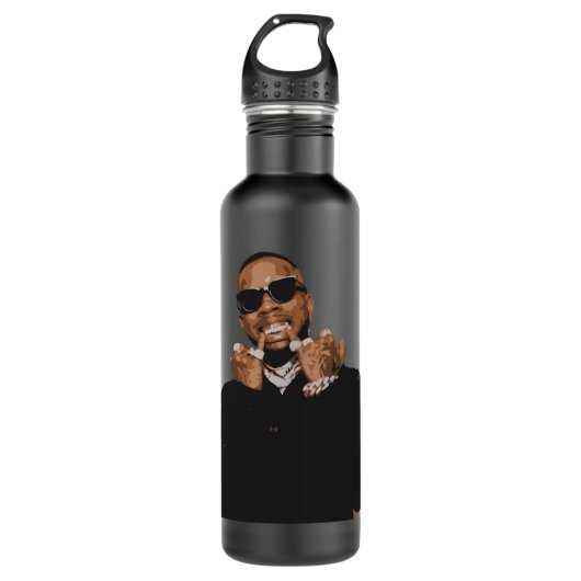 Black Retro Tory Lanez Edelstahlflasche (Vorderseite)