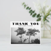 Black Retro Typografie 2 Foto Hochzeit Vielen Dank Postkarte (Stehend Vorderseite)