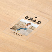 Black Retro Typografy Foto Abschluss Acryleinladungen (Ablage )