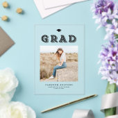 Black Retro Typografy Foto Abschluss Acryleinladungen (In Situ (Hochzeit))