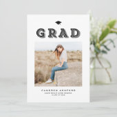 Black Retro Typografy Foto Abschluss Ankündigung (Stehend Vorderseite)