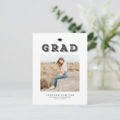 Black Retro Typografy Foto Abschluss Einladungspostkarte (Stehend Vorderseite)