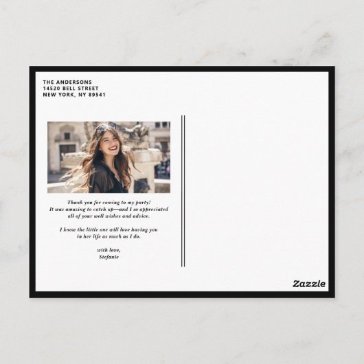 Black Retro Typografy Foto Abschluss Vielen Dank Postkarte (Rückseite)