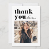 Black Retro Typografy Modern Foto Abschluss Dankeskarte (Vorderseite)