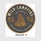 Black Retro Wild Campfire Circle Aufkleber (Blatt)