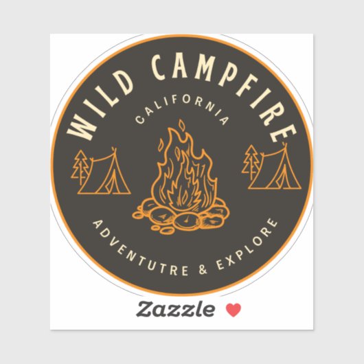 Black Retro Wild Campfire Circle Aufkleber (Blatt)