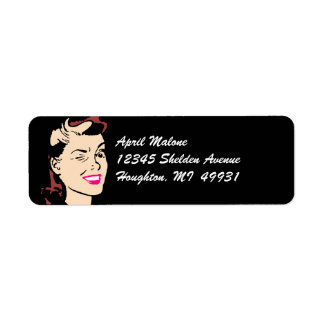 Black Retro Winking Lady Winks Labels