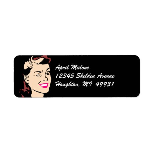 Black Retro Winking Lady Winks Labels (Vorne)