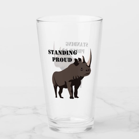 Black Rhino Stehend Proud Glas (Vorderseite)