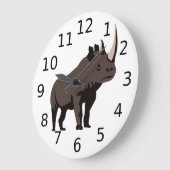 Black Rhino Stehend Proud Große Wanduhr (Winkel)