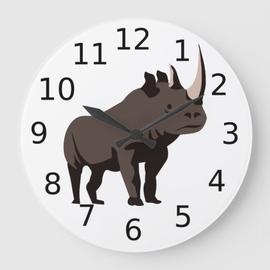Black Rhino Stehend Proud Große Wanduhr (Vorderseite)