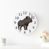 Black Rhino Stehend Proud Große Wanduhr (Zuhause)