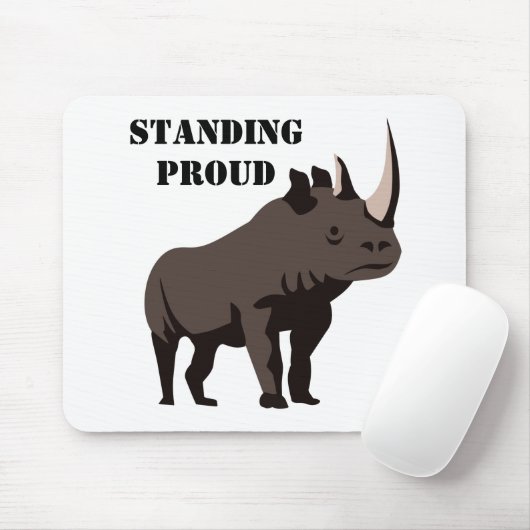 Black Rhino Stehend Proud Mousepad (Mit Mouse)