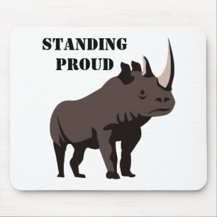 Black Rhino Stehend Proud Mousepad