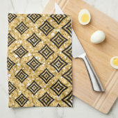 Black Rhomboid Pattern Gold Glitzer Küchentuch (Viertel Falte)