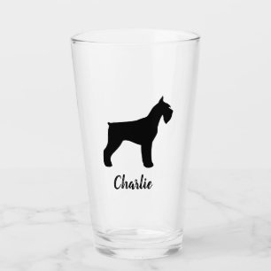 Black Riant Schnauzer Silhouette Custom Dog Lover Glas