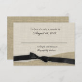 Black Ribbon and Burlap Response Card RSVP Karte (Vorne/Hinten)