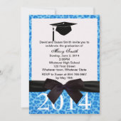 Black Ribbon Blue Leopard Abschluss Einladung (Vorderseite)