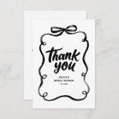 Black Ribbon Bow Whimsical Bridal Shower Dankeskarte (Vorne/Hinten)