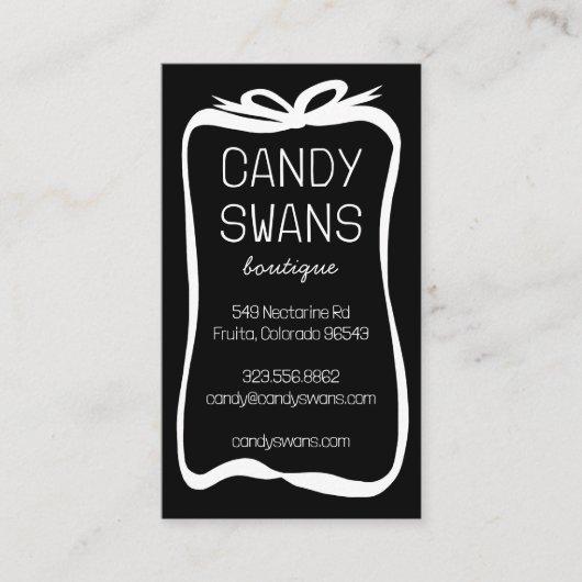 Black Ribbon Bows Sweet Custom Feminine Niedlich G Visitenkarte (Vorderseite)