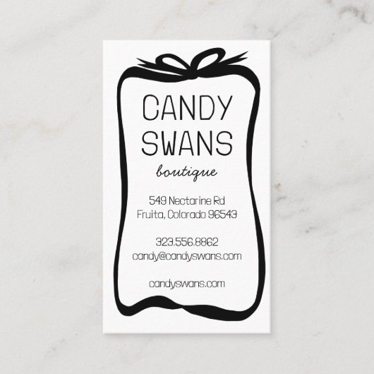 Black Ribbon Bows Sweet Custom QR Code Girly Visitenkarte (Vorderseite)