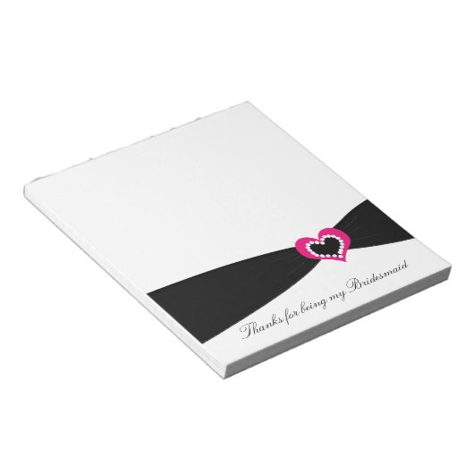 Black Ribbon Bridesmaid Vielen Dank Notepad Notizblock (angewinkelt)
