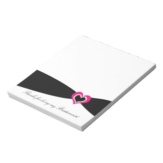 Black Ribbon Bridesmaid Vielen Dank Notepad Notizblock (Rotiert)