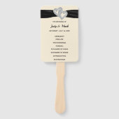 Black Ribbon Diamond Hearts Wedding Program Fans Fächer (Vorderseite)