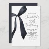 Black Ribbon Elegant 30. Geburtstag Einladung (Vorne/Hinten)