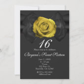 Black Ribbon & Gelb Rose JEDE FARBE Einladungen (Vorderseite)