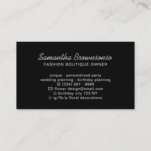 Black Ribbon Hanger Fashion Stylist Visitenkarte (Rückseite)