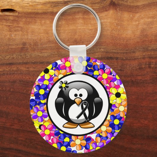 Black Ribbon Penguin Schlüsselanhänger (Vorderseite)