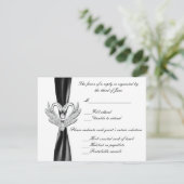 Black Ribbon Silver Swan Response Card RSVP Karte (Stehend Vorderseite)