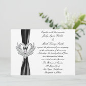 Black Ribbon Silver Swans Einladung (Stehend Vorderseite)